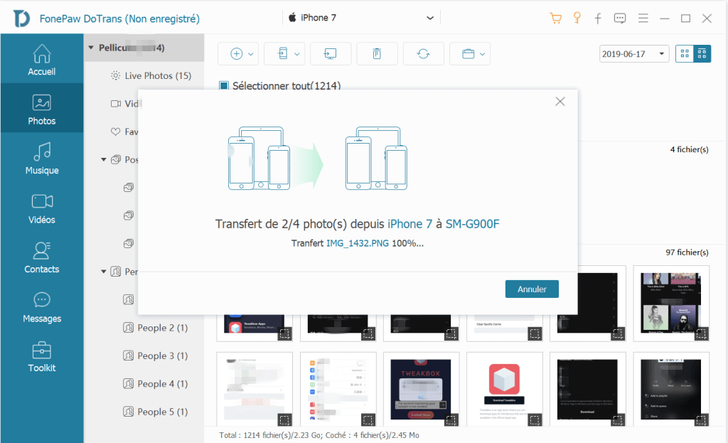 Transfert de fichiers iPhone vers Android