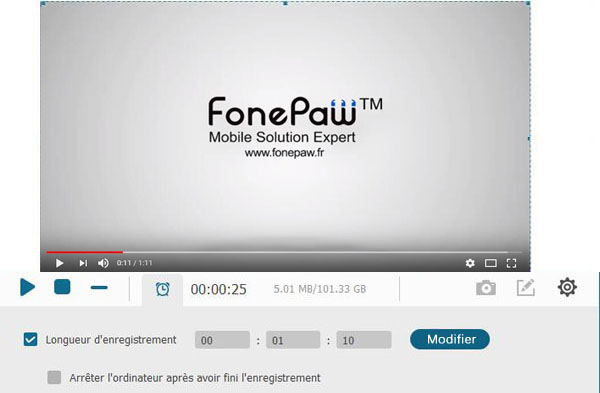 FonePaw Enregistreur d’écran - modifier la longeur de vidéo vlc