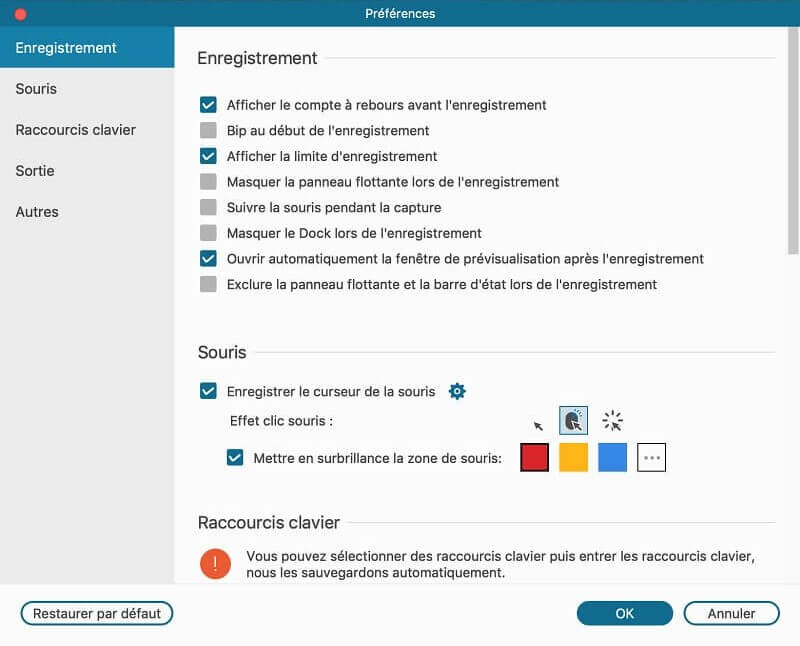 Enregistrement d'écran