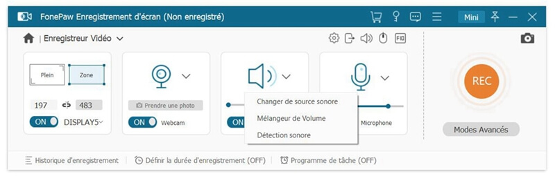 Détection du son système dans l'enregistreur vidéo