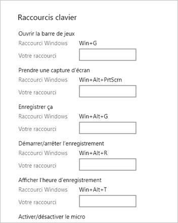 Changer les touches de raccourcis de la barre de jeux