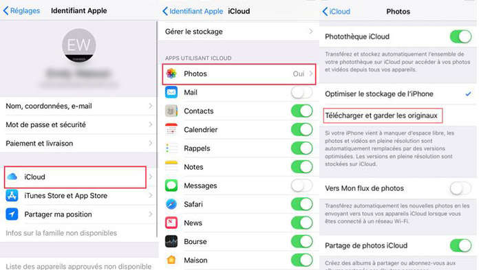 Activer le partage de photos iCloud