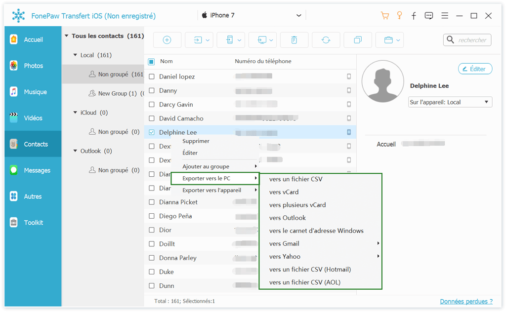 transferer contacts iphone vers gmail