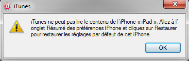 itunes ne peut pas lire contenu de iphone.