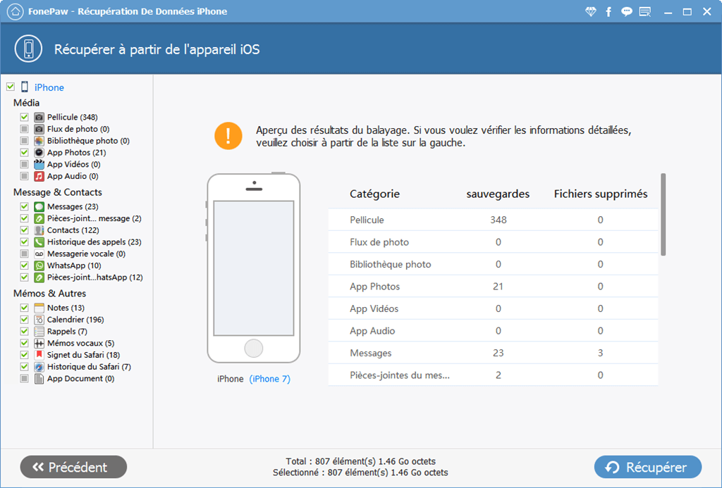 récupérer les fichiers supprimés à partir d'un iPhone