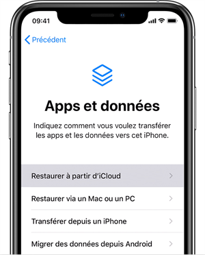 Restaurer à partir d’iCloud