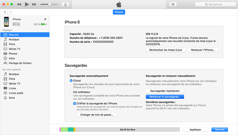 sauvegarde iTunes