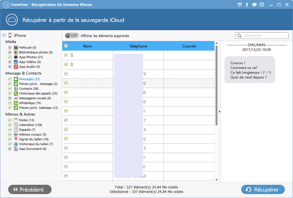 Récupérer les fichiers par la sauvegarde iCloud