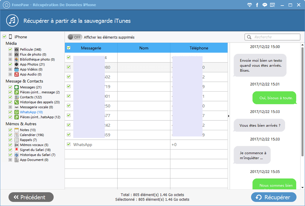 prévisualiser tous les messages