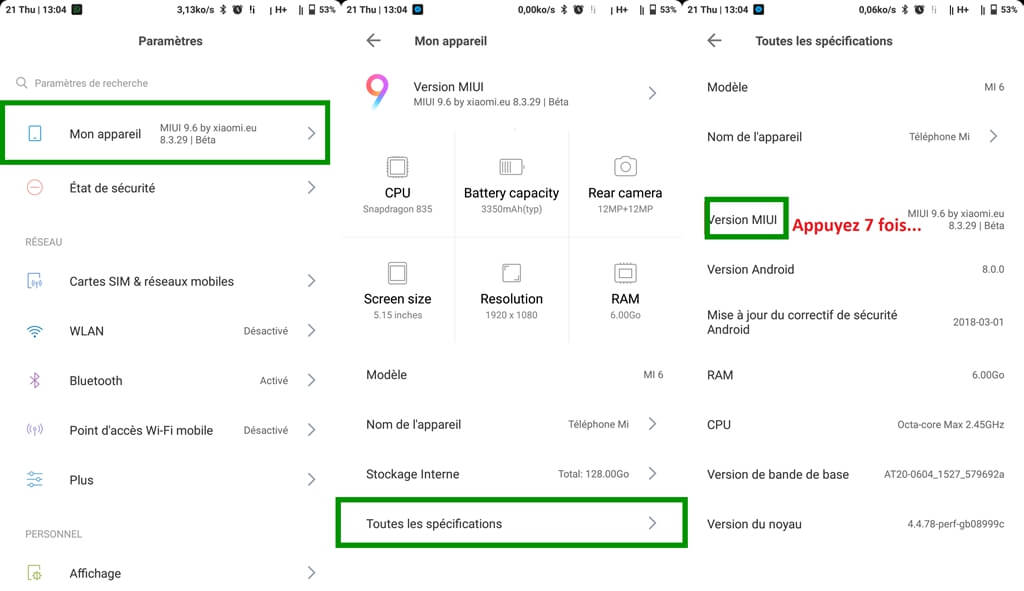 activer le mode Débogage USB sur Xiaomi