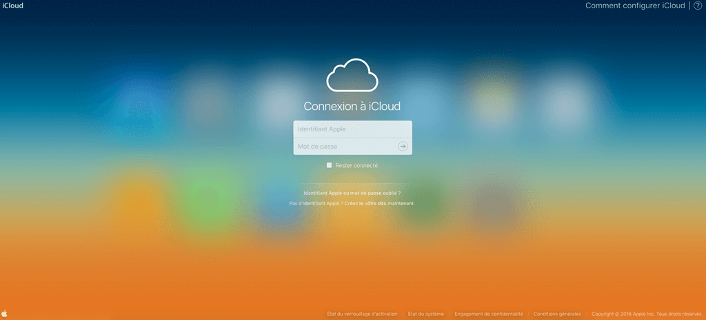 connectez-vous à votre compte iCloud