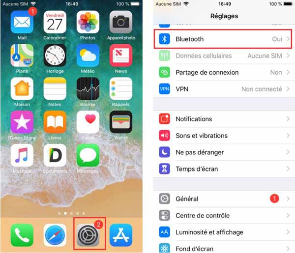 Activer le Bluetooth d’iPhone