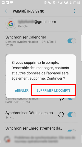 supprimer le compte google