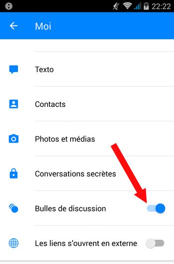 activer bulles dicussion facebook messenger