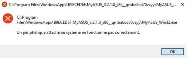 Un périphérique attaché au système ne fonctionne pas correctement