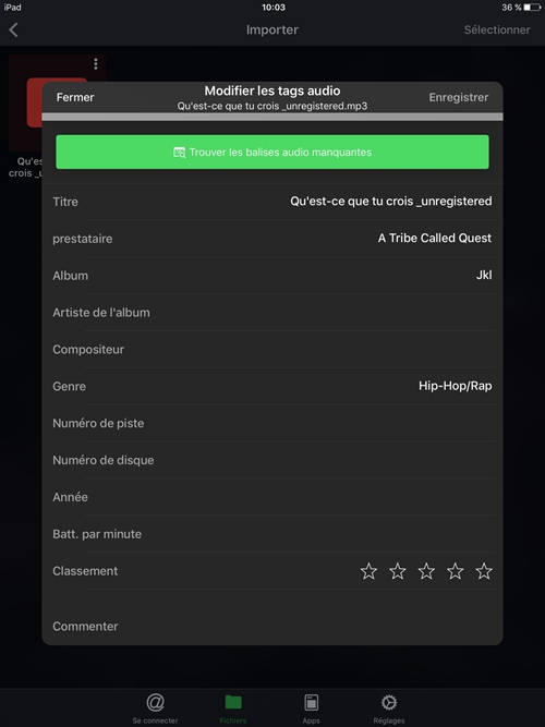 Éditer les tags MP3 sur iOS avec l'application MP3Tag