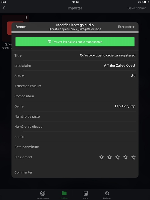 Éditer les tags MP3 sur iOS avec l'application MP3Tag