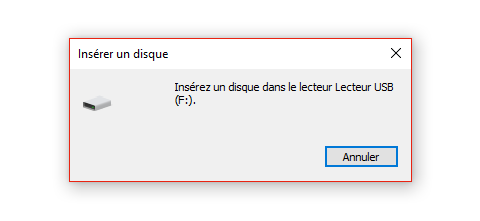 Insérez un disque dans le lecteur USB