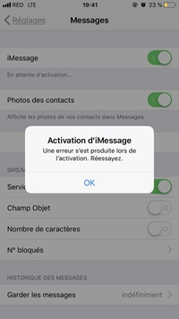 Erreur d'iMessage : « En attente d'activation »