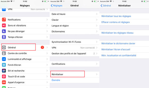 Réinitialiser l'iPhone