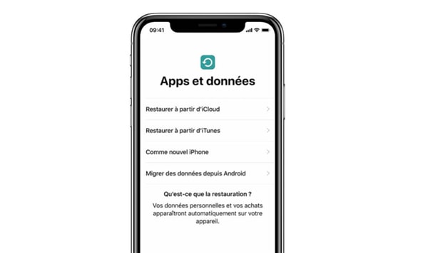 écran « Apps et données » sur iPhone/iPad