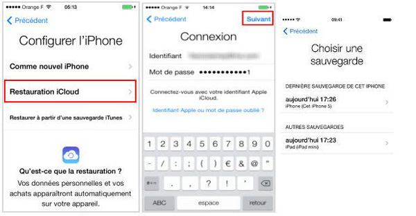 Restaurer à partir de la sauvegarde iCloud