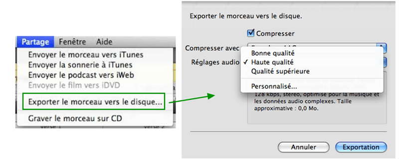 Exporter le morceau vers le disque…