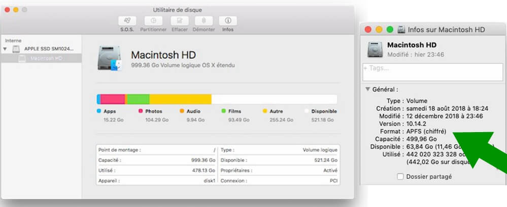 Lire les informations de disque sur Mac