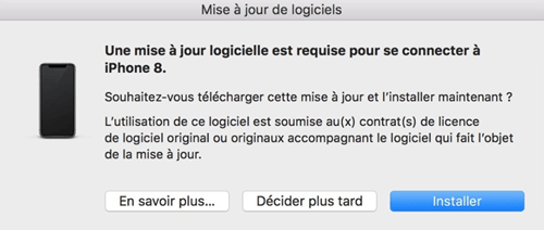 Une mise à jour logicielle est requise