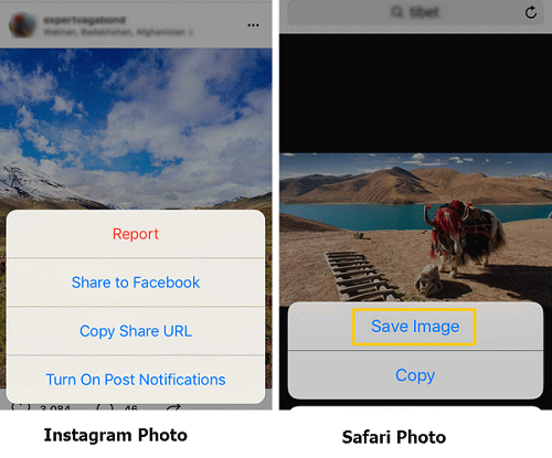 enregistrer les photos d'Instagram sous iPhone ou PC