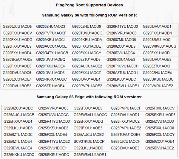 pingpong root supported devices