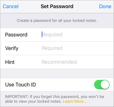 set-notes-password