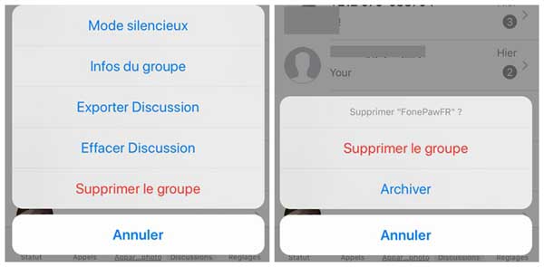 Supprimer un groupe WhatsApp