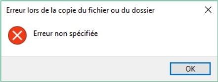 Erreur de copie de fichier à PC