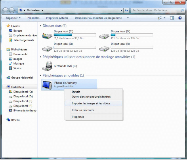 importer des photos ou vidéos iphone vers pc