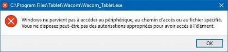 Windows ne parvient pas à accéder au périphérique, au chemin d'accès ou au fichier spécifié.