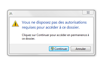 Vous ne disposez pas des autorisations requises pour accéder à ce dossier