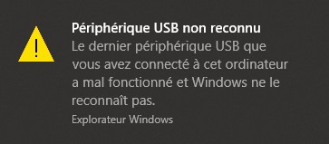 Périphérique USB non reconnu