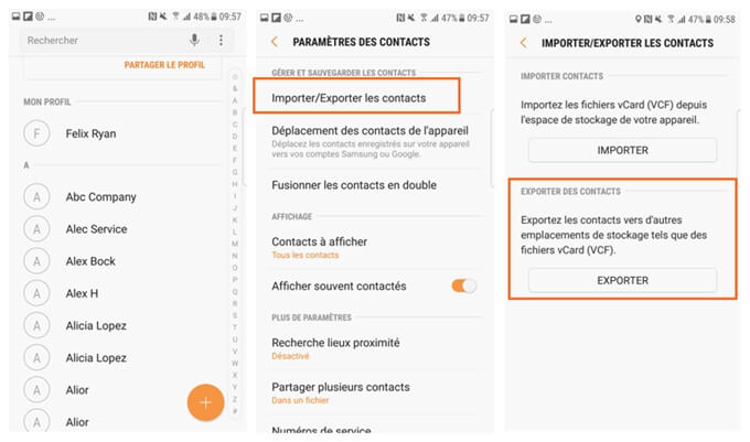 Exporter les contacts Xiaomi