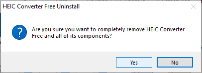 Conferma Disinstalla convertitore HEIC