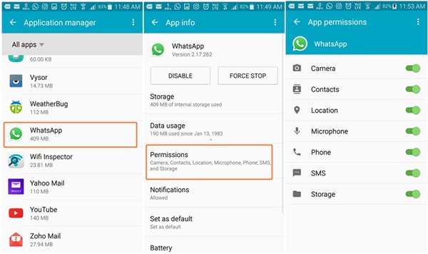 Android WhatsApp Permissions