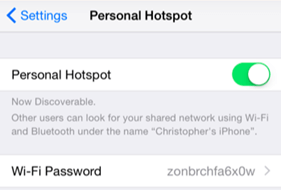 Turn on Personal Hotspot