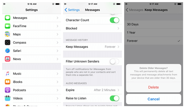 Delete iPhone Messages Automatically