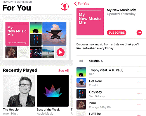 New iOS 10 For You Playlist