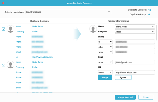 Merge Duplicate Contacts