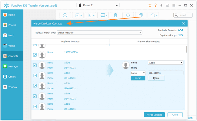 Merge Duplicate Contacts