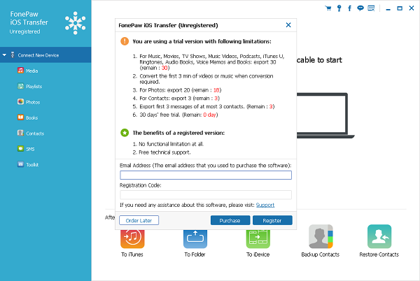 Register FonePaw iOS Transfer