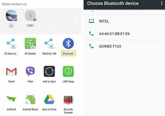 Transfer Contacts with Bluetooth