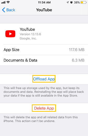 Delete or Offload App on iPhone