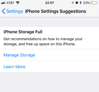 iPhone Storage Full